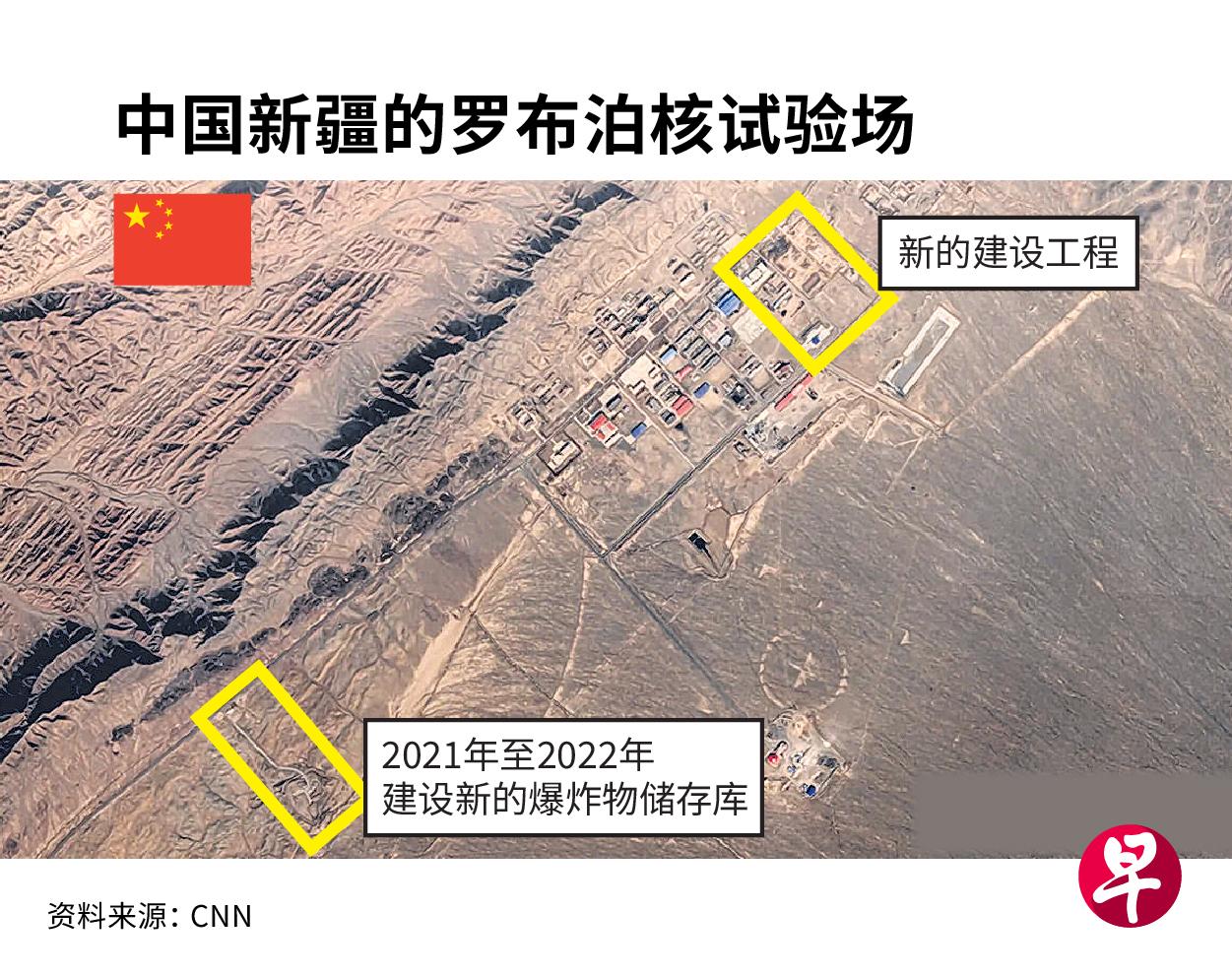 中国的核试验场在挖掘扩建新的隧道。(联合早报制图)
