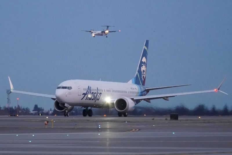 2021年,一架阿拉斯加航空公司的波音737 Max 9飞机在西雅图。