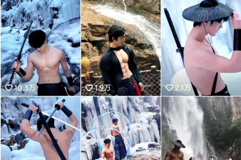 河南文旅推出的“美男计”不仅在景区引发游客轰动,更是在网络上掀起讨论。(抖音截图)