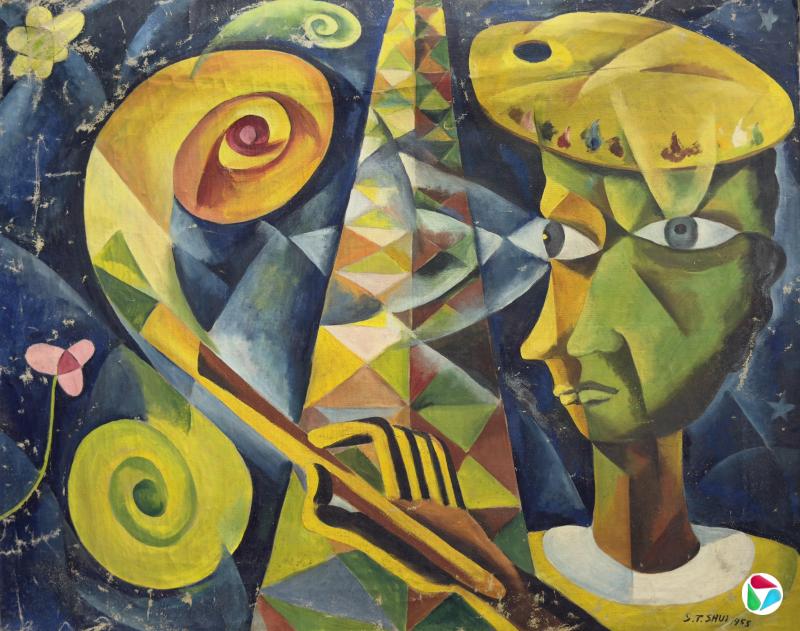 许铁生油画《向毕卡索致敬》(1958)。(品艺画廊提供)